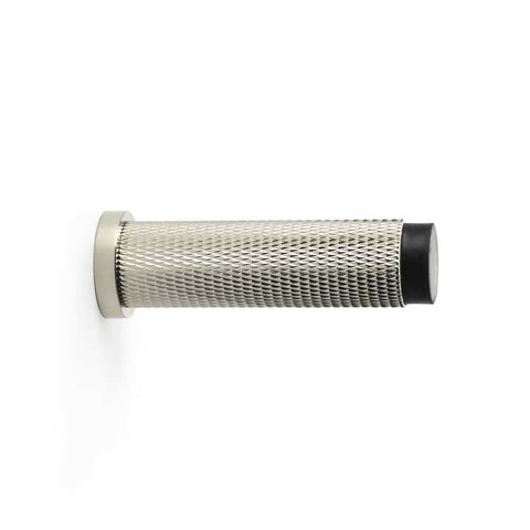 Solid Brass Knurled Cylinder Door Stop - Polished Nickel