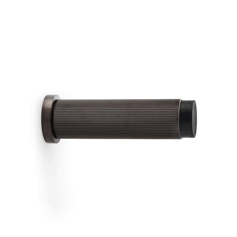 Solid Brass Reeded Cylinder Door Stop - Dark Bronze