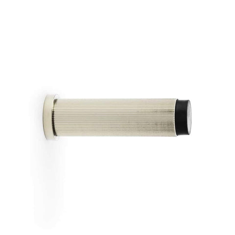 Solid Brass Reeded Cylinder Door Stop - Polished Nickel