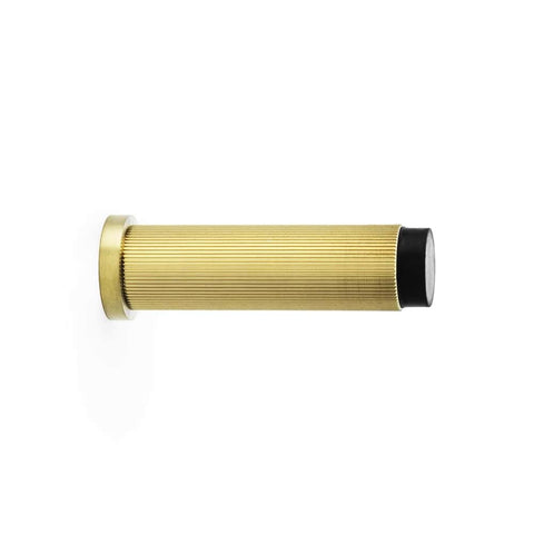 Solid Brass Reeded Cylinder Door Stop - Satin Brass Reeded